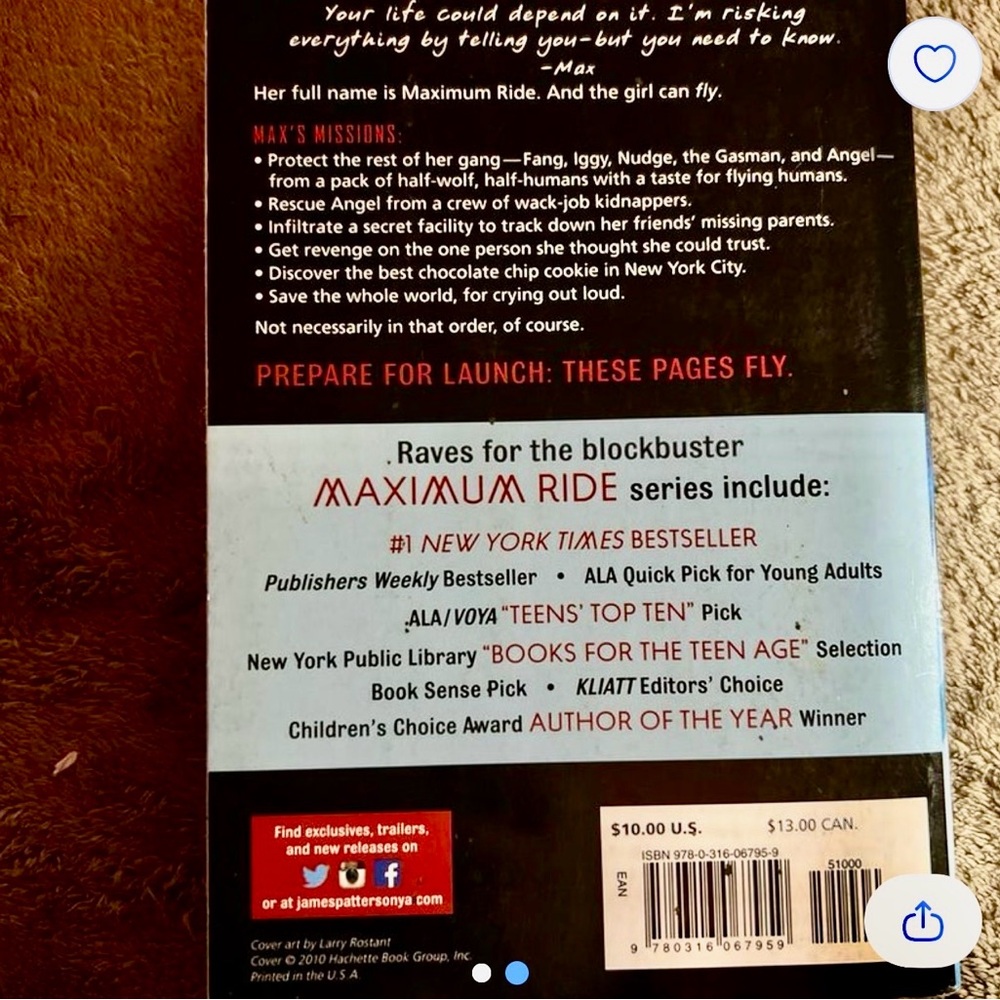 Maximum Ride: The Angel Experiment Book - Picture 2 of 2